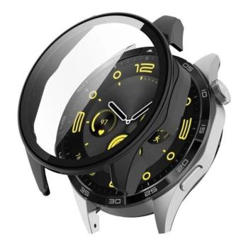 Huawei Watch GT4 (46 mm), Műanyag védőkeret, kijelzővédő üveggel, közepesen ütésálló, szíj nélkül, fekete kép