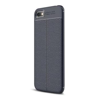 Huawei Y5 Prime (2018) / Honor 7S, TPU szilikon tok, bőrhatású, varrásminta, sötétkék kép