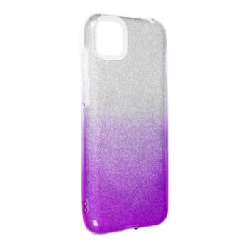 Huawei Y5P szilikon tok, csillámos, hátlap tok, lila-ezüst, Shining kép