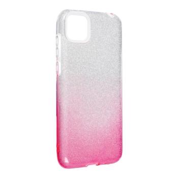Huawei Y5P szilikon tok, csillámos, hátlap tok, pink-ezüst, Shining kép