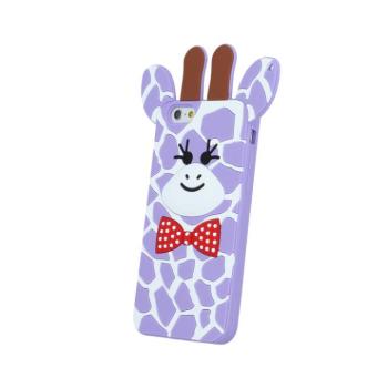 Huawei Y6 II, TPU szilikon tok, 3D zsiráf minta, lila, style 2 kép