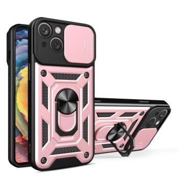 Hybrid Armor Camshield tok állvánnyal és kameravédővel iPhone 15 Plus - Rózsaszín kép