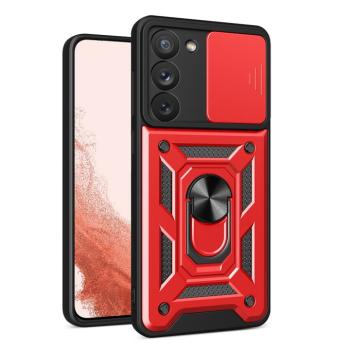 Hybrid Armor Camshield tok Samsung Galaxy S23+ Armor tok kameravédővel piros kép