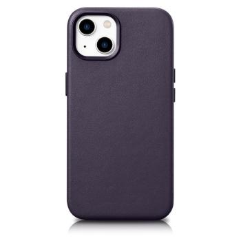 iCarer Case bőr valódi bőr tok iPhone 14 sötétlila (WMI14220705-DP) (MagSafe kompatibilis) kép
