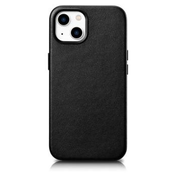 iCarer Case Leather valódi bőr tok iPhone 14 Plus fekete (MagSafe kompatibilis) kép