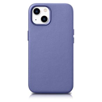 iCarer Case Leather valódi bőr tok iPhone 14 Plushoz világos lila (MagSafe kompatibilis) kép