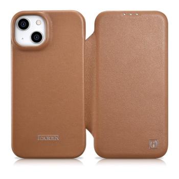 iCarer CE prémium bőr fóliatok iPhone 14 Plus Flip mágneses MagSafe barna (WMI14220715-BN) kép