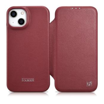 iCarer CE prémium bőr fóliatok iPhone 14 Plus Flip mágneses MagSafe piros (WMI14220715-RD) kép