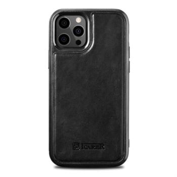 iCarer Leather Oil Wax telefontok borított természetes bőrből iPhone 12 Pro Max fekete (ALI1206-BK) kép