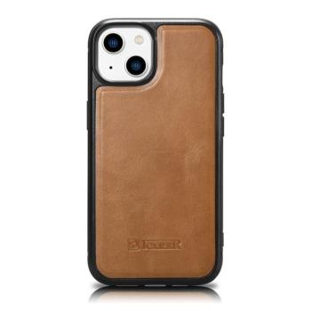 iCarer Leather Oil Wax tok valódi bőrborítással iPhone 14 készülékhez (MagSafe kompatibilis) barna (WMI14220717-TN) kép