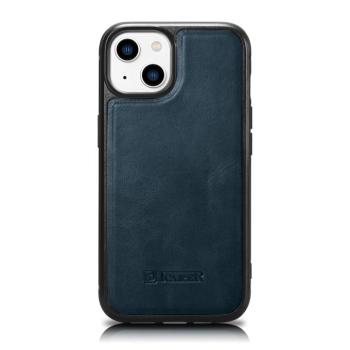 iCarer Leather Oil Wax tok valódi bőrborítással iPhone 14 készülékhez (MagSafe kompatibilis) kék (WMI14220717-BU) kép