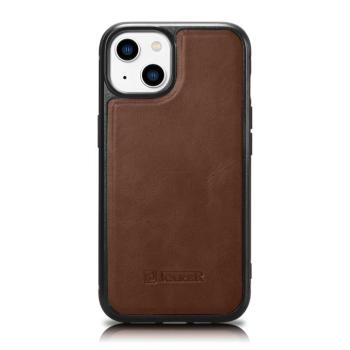 iCarer Leather Oil Wax tok valódi bőrrel iPhone 14 Plus (MagSafe kompatibilis) barna (WMI14220719-BN) kép