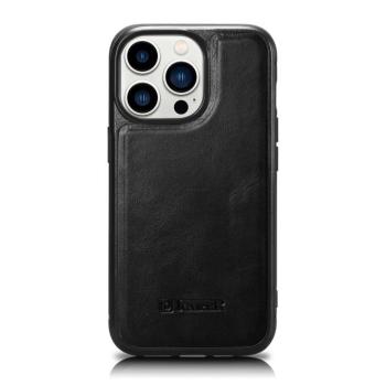 iCarer Leather Oil Wax valódi bőr tok iPhone 14 Pro Max (MagSafe kompatibilis) fekete (WMI14220720-BK) kép