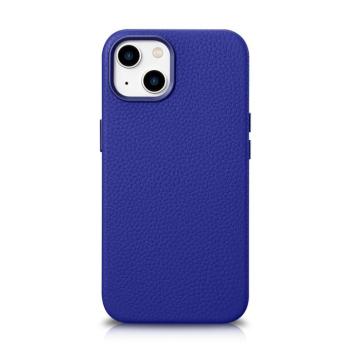 iCarer Litchi prémium bőr tok iPhone 14 Plus mágneses bőr tok MagSafe sötétkék (WMI14220711-DB) kép