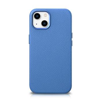 iCarer Litchi prémium bőr tok iPhone 14 Plus mágneses bőr tok MagSafe világoskék (WMI14220711-LB) kép