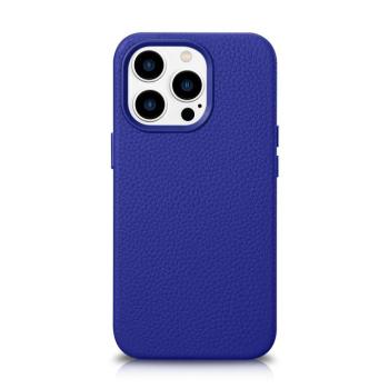 iCarer Litchi prémium bőr tok iPhone 14 Pro mágneses bőr tok MagSafe sötétkék (WMI14220710-DB) kép