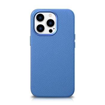 iCarer Litchi prémium bőr tok iPhone 14 Pro mágneses bőr tok MagSafe világoskék (WMI14220710-LB) kép