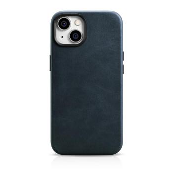 iCarer olajviasz prémium bőr tok iPhone 14 Plus mágneses bőr tok MagSafe sötétkék (WMI14220703-BU) kép