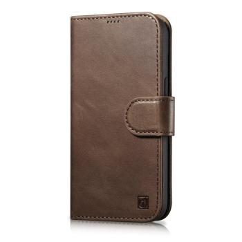 iCarer olajviasz tárca tok 2in1 tok iPhone 14 Plus bőr Flip Cover Anti-RFID barna (WMI14220723-BN) kép