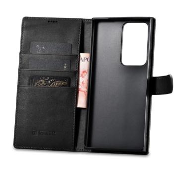 iCarer Wallet Case Samsung Galaxy S23 Ultra bőr tok pénztárcával fekete kép
