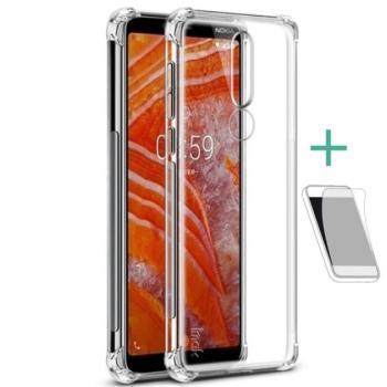 IMAK szilikon telefonvédő (közepesen ütésálló, légpárnás sarok + képernyővédő fólia) ÁTLÁTSZÓ Nokia 3.1 Plus kép