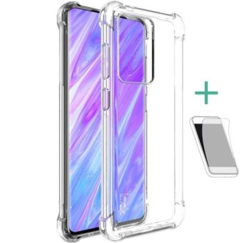 IMAK szilikon telefonvédő (közepesen ütésálló, légpárnás sarok + képernyővédő fólia) ÁTLÁTSZÓ Samsung Galaxy S20 Ultra (SM-G988F), Samsung Galaxy S20 Ultra 5G (SM-G988B) kép