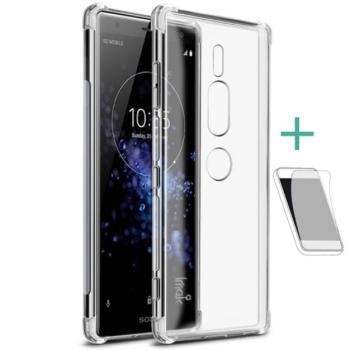 IMAK szilikon telefonvédő (közepesen ütésálló, légpárnás sarok + képernyővédő fólia) ÁTLÁTSZÓ Sony Xperia XZ2 Premium (H8166) kép