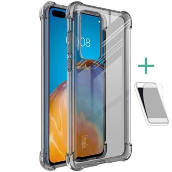 IMAK szilikon telefonvédő (közepesen ütésálló, légpárnás sarok + képernyővédő fólia) FÜSTSZÍNŰ Huawei P40 kép