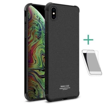 IMAK szilikon telefonvédő (közepesen ütésálló, légpárnás sarok, matt + képernyővédő fólia) FEKETE Apple iPhone XS Max 6.5 kép