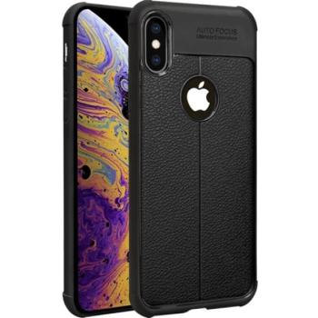 IMAK VEGA szilikon telefonvédő (közepesen ütésálló, bőr hatású, varrás minta, légpárnás sarok, logó kivágás) FEKETE Apple iPhone XS Max 6.5 kép