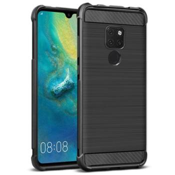 IMAK VEGA szilikon telefonvédő (közepesen ütésálló, légpárnás sarok, szálcsiszolt, karbon minta) FEKETE Huawei Mate 20 kép