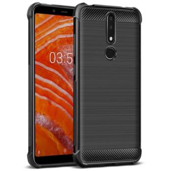 IMAK VEGA szilikon telefonvédő (közepesen ütésálló, légpárnás sarok, szálcsiszolt, karbon minta) FEKETE Nokia 3.1 Plus kép