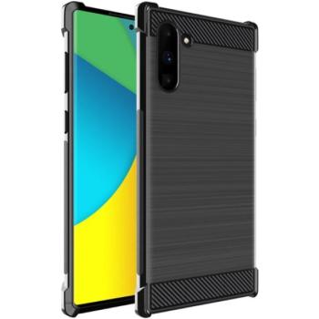 IMAK VEGA szilikon telefonvédő (közepesen ütésálló, légpárnás sarok, szálcsiszolt, karbon minta) FEKETE Samsung Galaxy Note 10 (SM-N970F) kép
