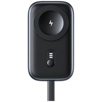induktív töltő Apple Watch Usams CD245 2 1-ben 1200mAh powerbankkal + USB-C kábel titánium kép