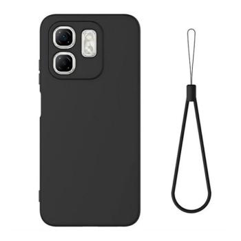 Infinix Hot 50i 4G (X6531), Szilikon tok, mikrofiber belső, kézpánttal, fekete kép