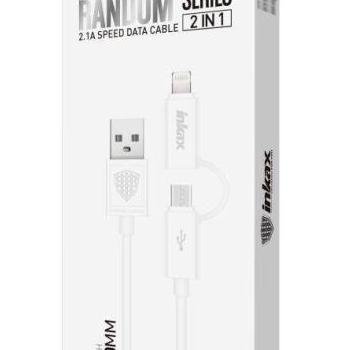 INKAX CK-35 2in1 Lightning+Micro USB 1M Adatkábel - Fehér kép