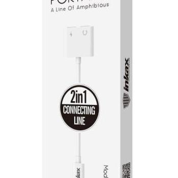 INKAX CK-54 Lightning Audió és töltő Adapter - Fehér kép