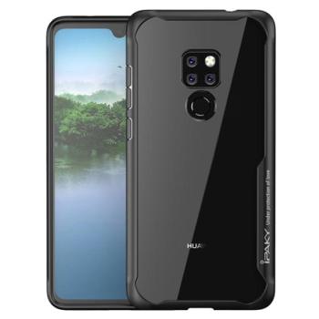 IPAKY műanyag telefonvédő (szilikon keret, közepesen ütésálló, átlátszó hátlap, légpárnás sarok) FEKETE Huawei Mate 20 kép