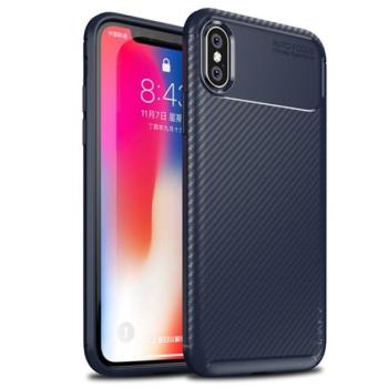 IPAKY szilikon telefonvédő (karbon minta) SÖTÉTKÉK Apple iPhone XS 5.8, Apple iPhone X 5.8 kép