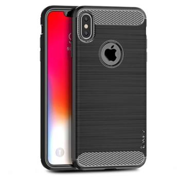 IPAKY szilikon telefonvédő (közepesen ütésálló, szálcsiszolt, karbon minta, logó kivágás) FEKETE Apple iPhone XS Max 6.5 kép