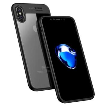 IPAKY telefonvédő szilikon keret (BUMPER, közepesen ütésálló, légpárnás sarok, akril hátlap) FEKETE Apple iPhone XS 5.8, Apple iPhone X 5.8 kép
