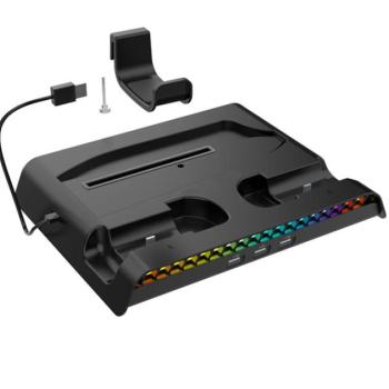 iPega PG-P5S006 Playstation 5 Slim Multifunkciós állvány RGB világítással, fehér kép