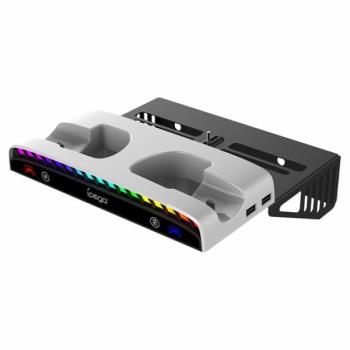 iPega PG-P5S011 Playstation 5 Slim multifunkciós RGB fali tartó állvány, fehér kép