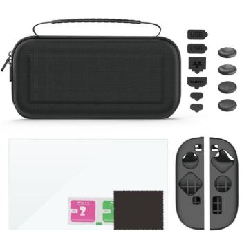 iPega SW2125 Nintendo Switch 2 kompatibilis szett, védőtok, kijelző védő üvegfólia, védőburkolatok, fekete kép