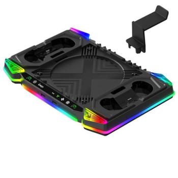 iPega XBX025S multifunkcionális RGB töltőállomás hűtéssel, Xbox Series X készülékhez, fekete kép