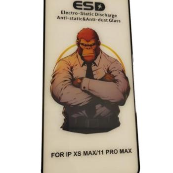 iPhone 11 Pro Max / XS Max (6,5&quot;) előlapi üvegfólia, edzett, fekete keret, 9H, full cover, ESD (csomagolás és kiegészítők nélkül) kép