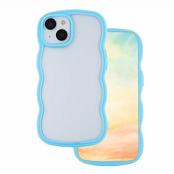 iPhone 12 / 12 Pro (6.1&quot;) hátlap tok, TPU tok, hullámos keret, átlátszó / kék, Wave kép