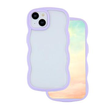 iPhone 12 / 12 Pro (6.1&quot;) hátlap tok, TPU tok, hullámos keret, átlátszó / lila, Wave kép