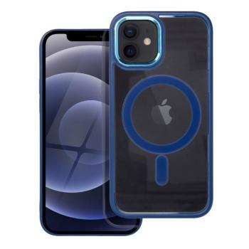 iPhone 12 / 12 Pro (6.1&quot;) szilikon tok, PC/TPU tok, magsafe, színes keretes, átlátszó/kék, Color Edge Mag Cover kép