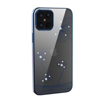 iPhone 12 Mini (5,4&quot;) hátlap tok, TPU tok, virágos / köves mintás, kék, Devia Crystal Flora kép